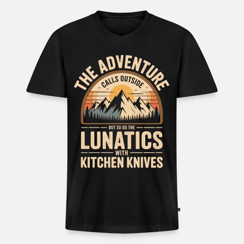 Bergabenteuer Ruf der Lunatics Küchenmesser - Männer Premium Bio T-Shirt mit V-Ausschnitt - Schwarz