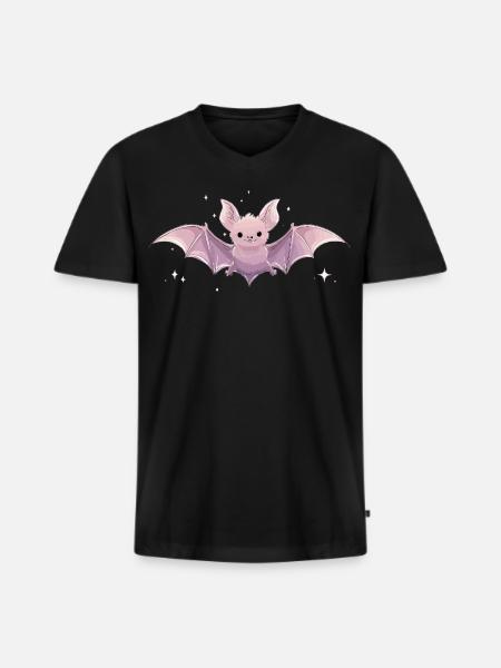 Spooky Cute Pastel Bat – Kawaii Gothic Style - Men's Premium Organic T-shirt with V-neck - black