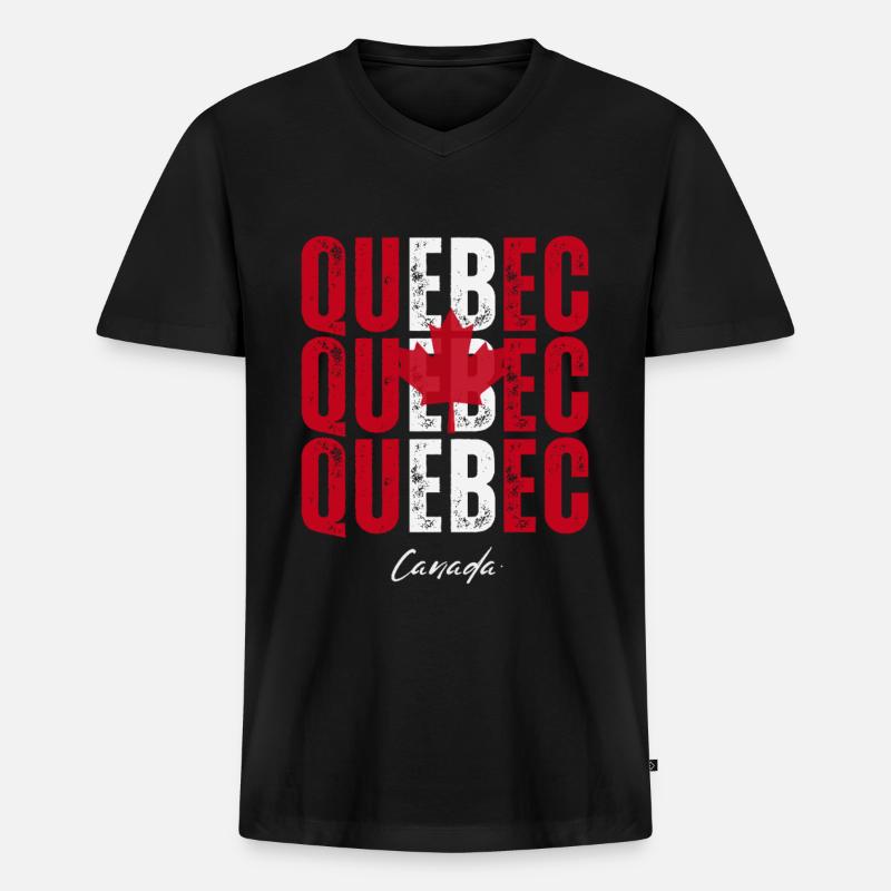 Quebec, Kanada, ich liebe Quebec - Männer Premium Bio T-Shirt mit V-Ausschnitt - Schwarz