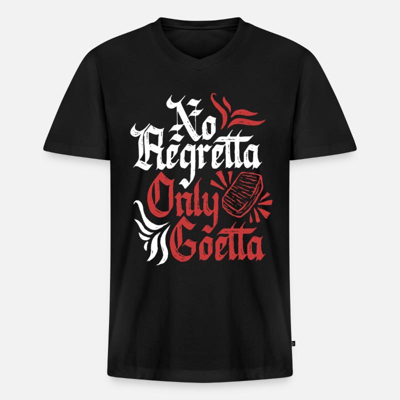 Goetta Wurst No Regretta Only Goetta - Männer Premium Bio T-Shirt mit V-Ausschnitt - Schwarz