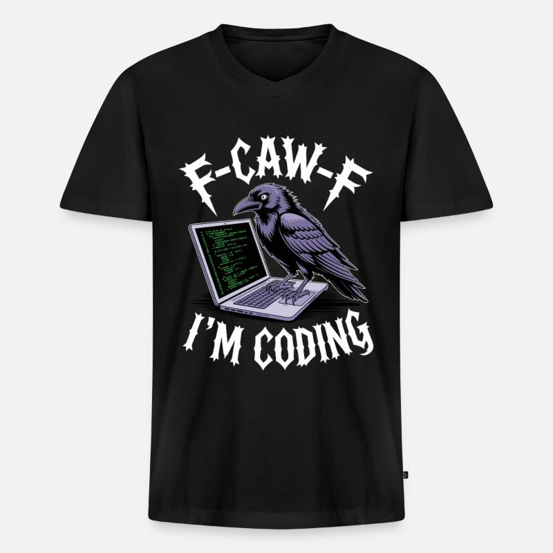 F-Caw-F I’m Coding - Männer Premium Bio T-Shirt mit V-Ausschnitt - Schwarz