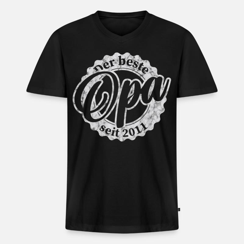 Der Beste Opa seit 2011 - Männer Premium Bio T-Shirt mit V-Ausschnitt - Schwarz