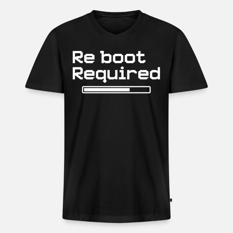 Reboot Required – Retro-Gaming-Style - Männer Premium Bio T-Shirt mit V-Ausschnitt - Schwarz