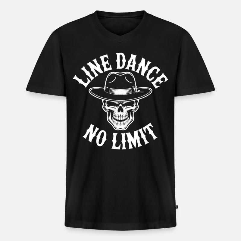 Line Dance Skull No Limit - Männer Premium Bio T-Shirt mit V-Ausschnitt - Schwarz