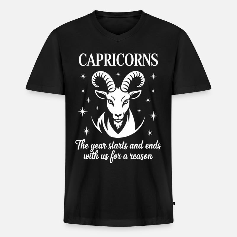 Steinbock Sternzeichen - Männer Premium Bio T-Shirt mit V-Ausschnitt - Schwarz