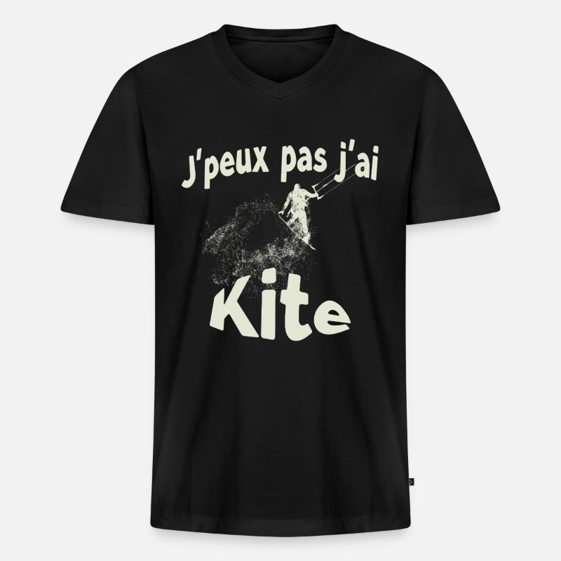 Ich kann nicht kiten - Männer Premium Bio T-Shirt mit V-Ausschnitt - Schwarz