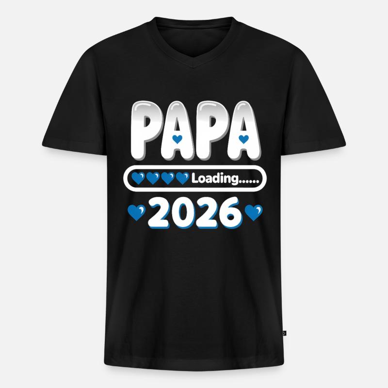 2026 Papa Loading – werdender Vater Geschenk - Männer Premium Bio T-Shirt mit V-Ausschnitt - Schwarz