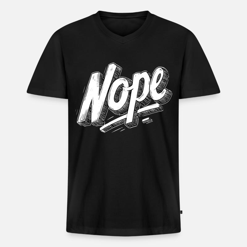 Nope - Männer Premium Bio T-Shirt mit V-Ausschnitt - Schwarz