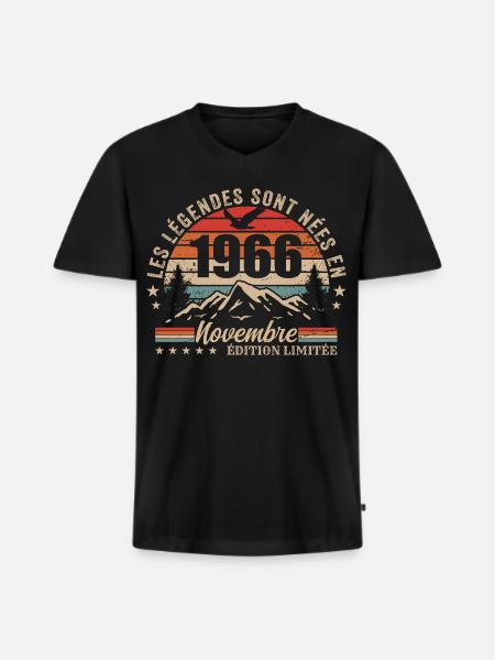 Awesome since November 1966 | November 1966 - Men's Premium Organic T-shirt with V-neck - black