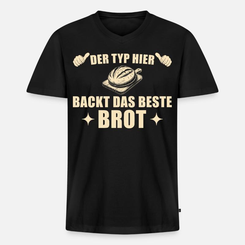 Brot backen - Bester Bäcker Geschenkidee - Männer Premium Bio T-Shirt mit V-Ausschnitt - Schwarz