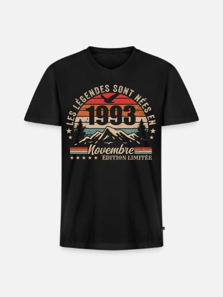 Awesome since November 1993 | November 1993 - Men's Premium Organic T-shirt with V-neck - black