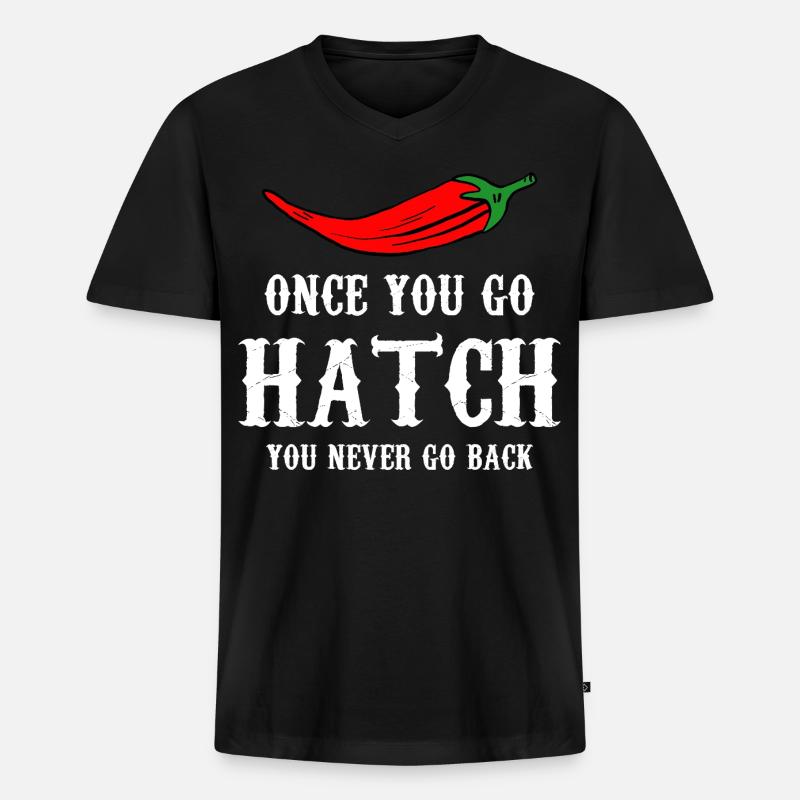 Hatch Chili Bold Typography - Männer Premium Bio T-Shirt mit V-Ausschnitt - Schwarz