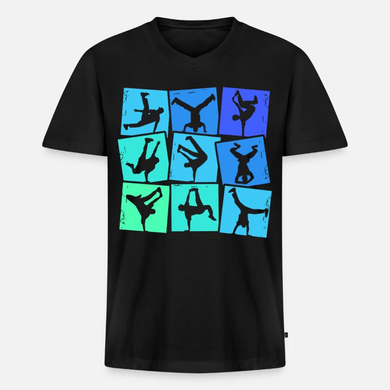 Breakdance Breakdancer Breakdancing Kinder Jungen - Männer Premium Bio T-Shirt mit V-Ausschnitt - Schwarz