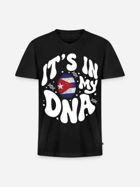 Cuban DNA Cuba Flag Hispanic - Men's Premium Organic T-shirt with V-neck - black