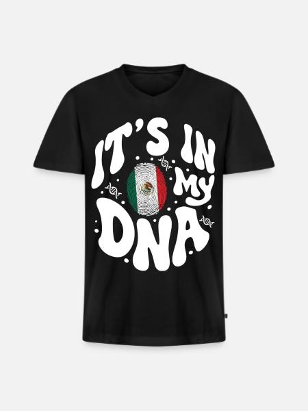 Mexican DNA Mexico Flag Hispanic - Men's Premium Organic T-shirt with V-neck - black