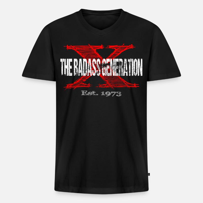 Generation X 1973 Retro - Männer Premium Bio T-Shirt mit V-Ausschnitt - Schwarz