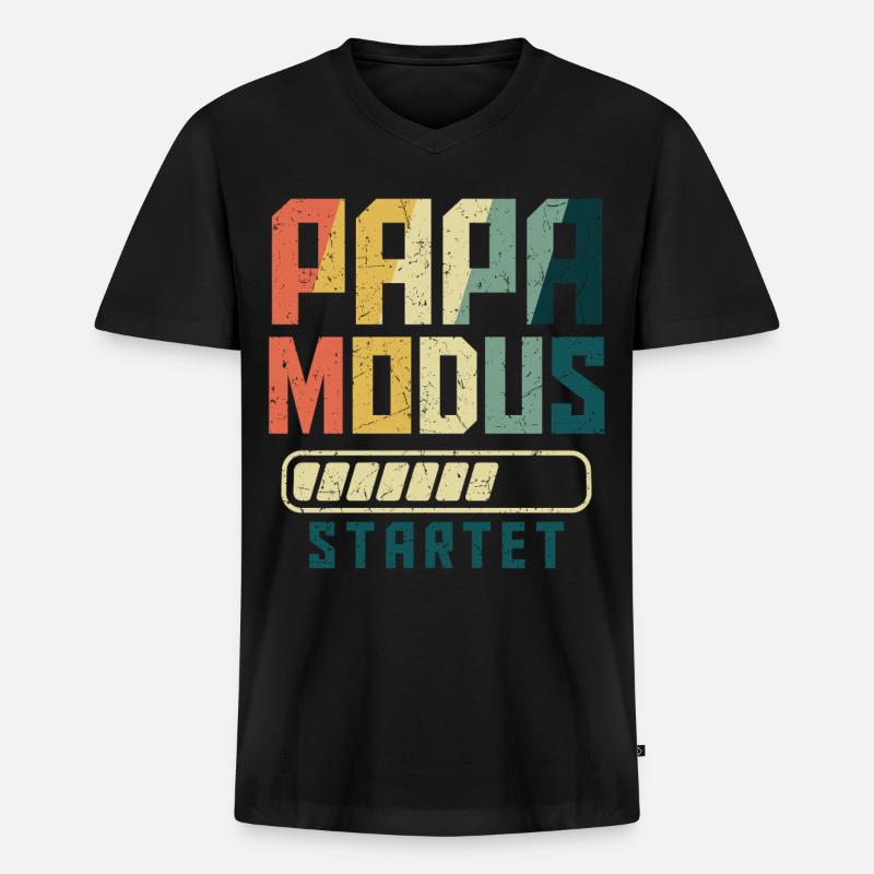 Werdender PAPA MODUS STARTET Lustiges - Männer Premium Bio T-Shirt mit V-Ausschnitt - Schwarz