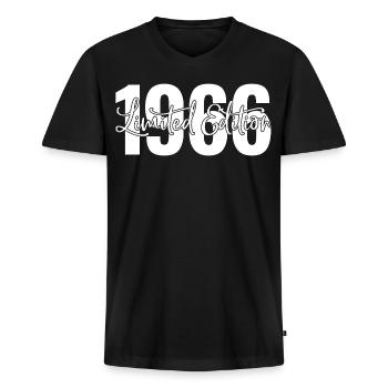 Limited edition 1966 - Männer Premium Bio T-Shirt mit V-Ausschnitt - Schwarz - Vorne - Nico (187cm)