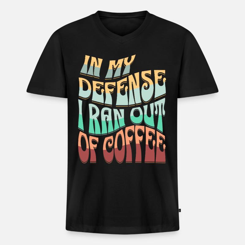 Kaffee Ausrede Spruchdesign - Männer Premium Bio T-Shirt mit V-Ausschnitt - Schwarz