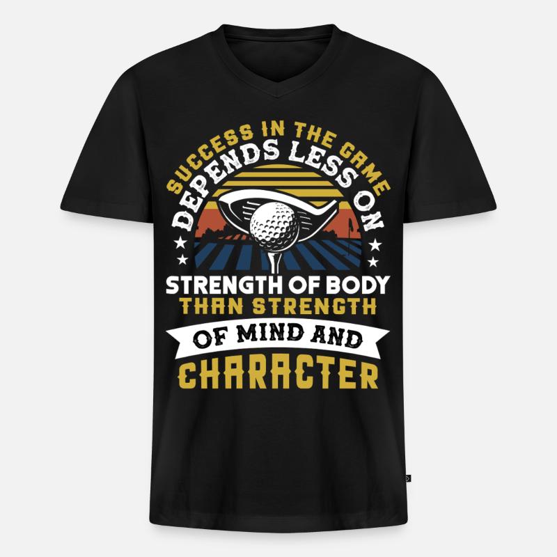 Golf - Männer Premium Bio T-Shirt mit V-Ausschnitt - Schwarz