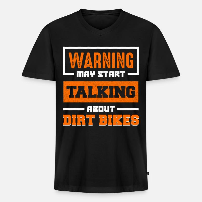 Warnung: Dirt Bikes Gespräch Start - Männer Premium Bio T-Shirt mit V-Ausschnitt - Schwarz