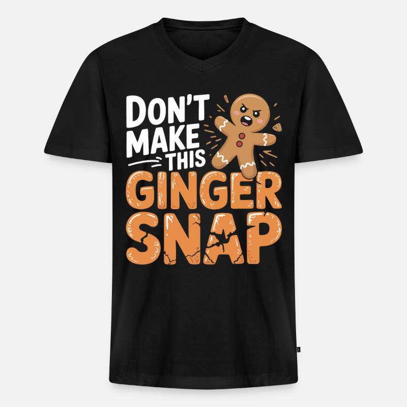 Don't Make This Ginger Snap - Männer Premium Bio T-Shirt mit V-Ausschnitt - Schwarz
