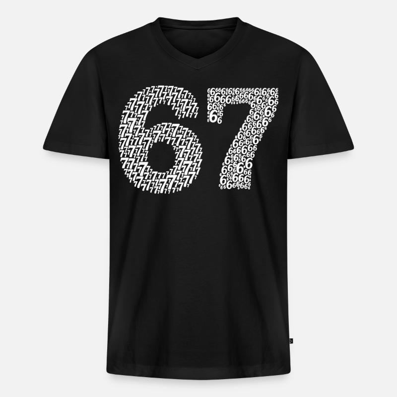 Sixty Seven meme - Männer Premium Bio T-Shirt mit V-Ausschnitt - Schwarz