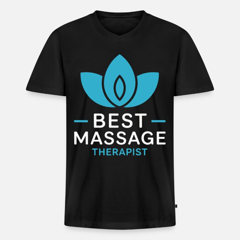 Bester Massagetherapeut Zen Lotus - Männer Premium Bio T-Shirt mit V-Ausschnitt - Schwarz