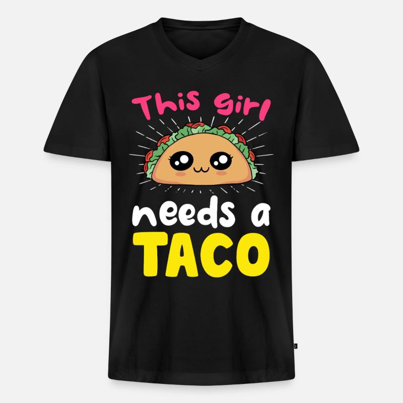 Dieses Mädchen braucht einen Taco - Männer Premium Bio T-Shirt mit V-Ausschnitt - Schwarz