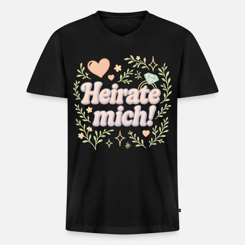 heirate mich / statement design - Männer Premium Bio T-Shirt mit V-Ausschnitt - Schwarz
