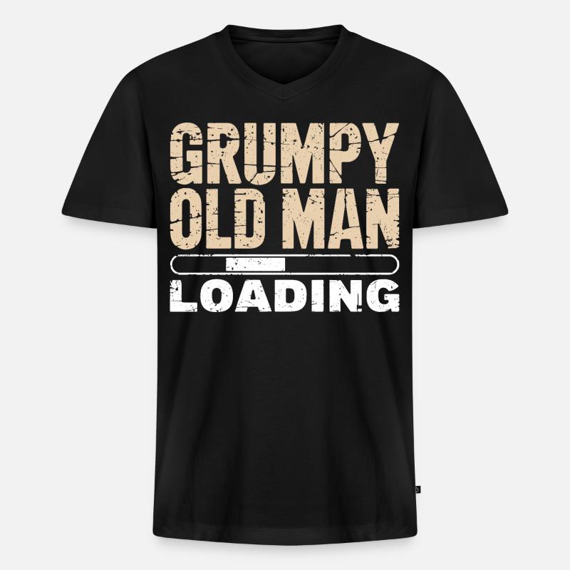 Grumpy Old Man Loading - Männer Premium Bio T-Shirt mit V-Ausschnitt - Schwarz