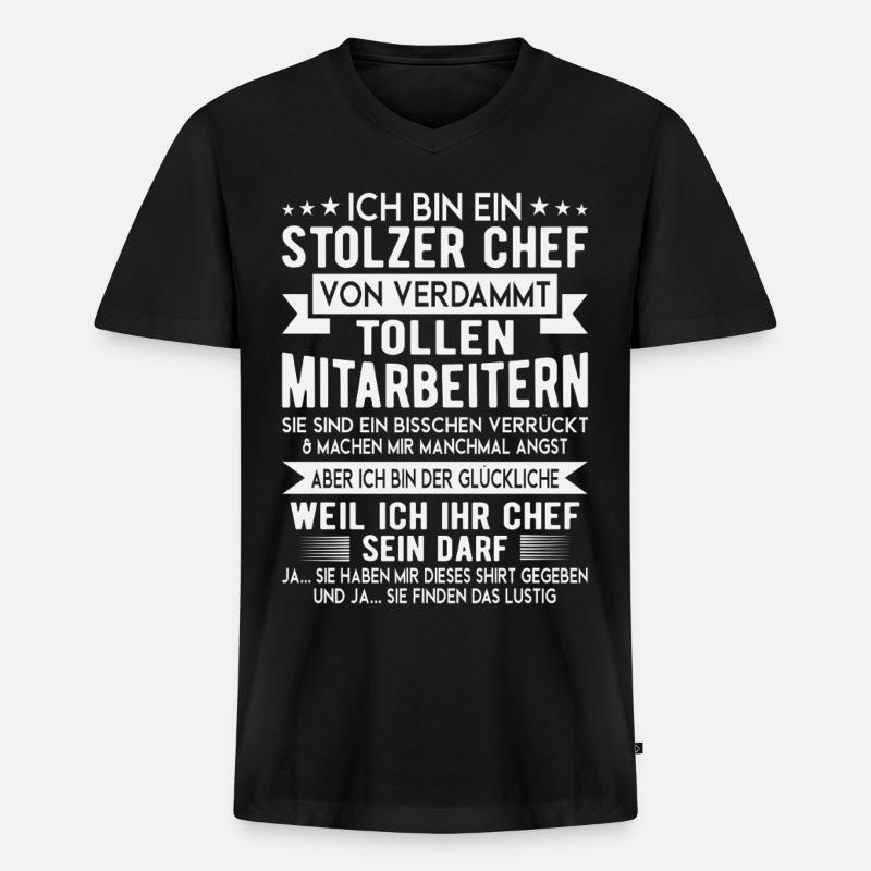 Stolzer Chef Mitarbeiter Spruch Shirt - Männer Premium Bio T-Shirt mit V-Ausschnitt - Schwarz