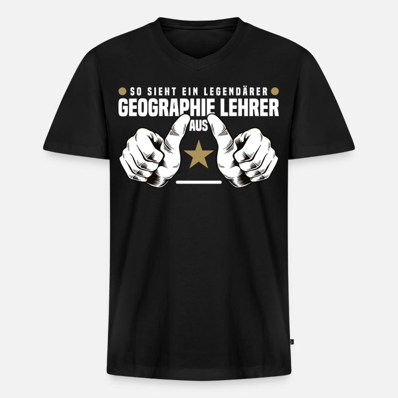 Geographielehrer - Männer Premium Bio T-Shirt mit V-Ausschnitt - Schwarz