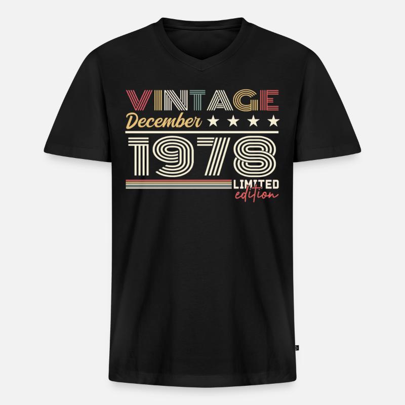 Geschenk Dezember 1978 - Männer Premium Bio T-Shirt mit V-Ausschnitt - Schwarz