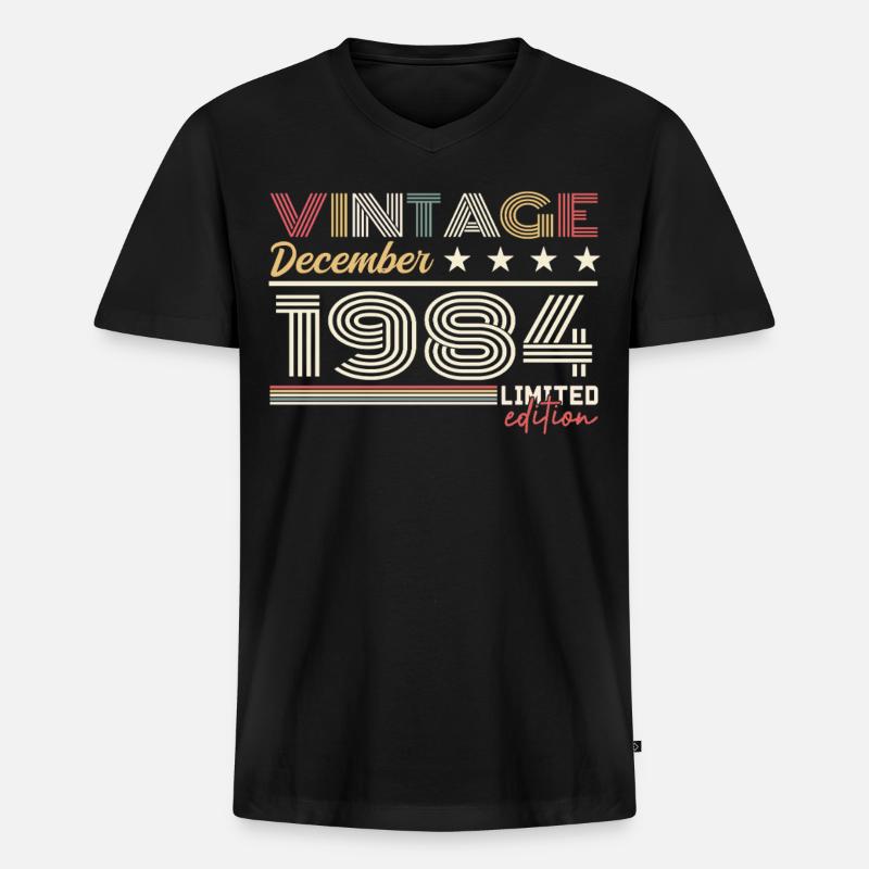 Geschenk Dezember 1984 - Männer Premium Bio T-Shirt mit V-Ausschnitt - Schwarz