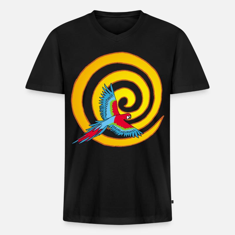Die Sonne und der Vogel - Männer Premium Bio T-Shirt mit V-Ausschnitt - Schwarz