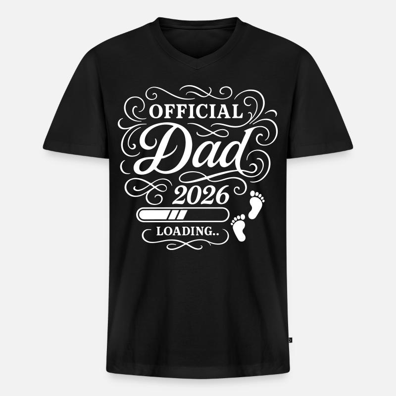 Dad 2026 Papa Loading Vaterschaft - Männer Premium Bio T-Shirt mit V-Ausschnitt - Schwarz