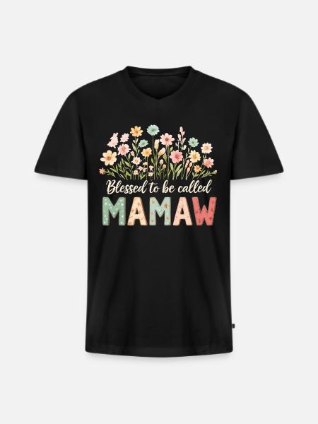Gesegnet Mamaw genannt zu werden - Men's Premium Organic T-shirt with V-neck - black