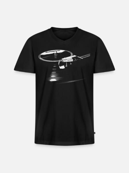Graphic Turntable, Music Enthusiast - Men's Premium Organic T-shirt with V-neck - black