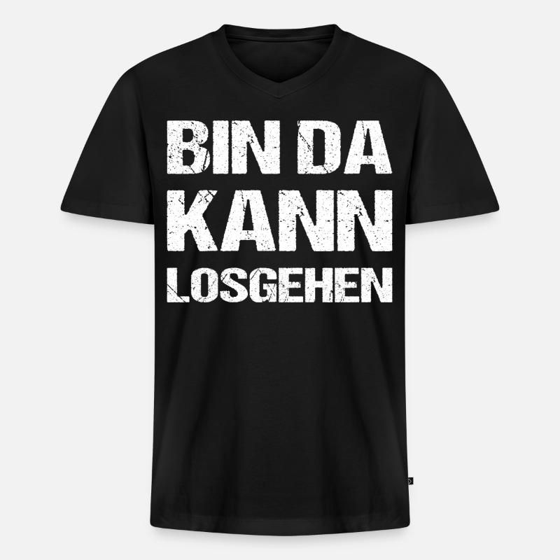 Bin da, kann losgehen - Männer Premium Bio T-Shirt mit V-Ausschnitt - Schwarz