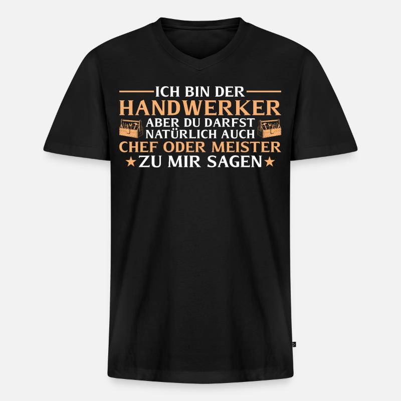 Handwerker Chef oder Meister - Heimwerker - Männer Premium Bio T-Shirt mit V-Ausschnitt - Schwarz
