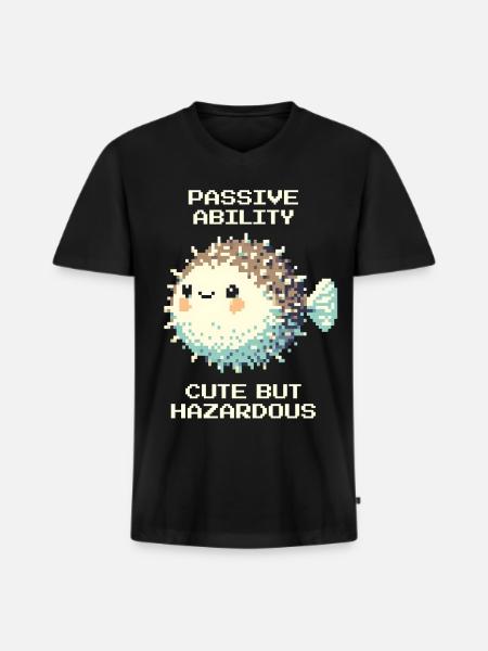 Passiv: süß, doch gefährlich | Kugelfisch - Men's Premium Organic T-shirt with V-neck - black