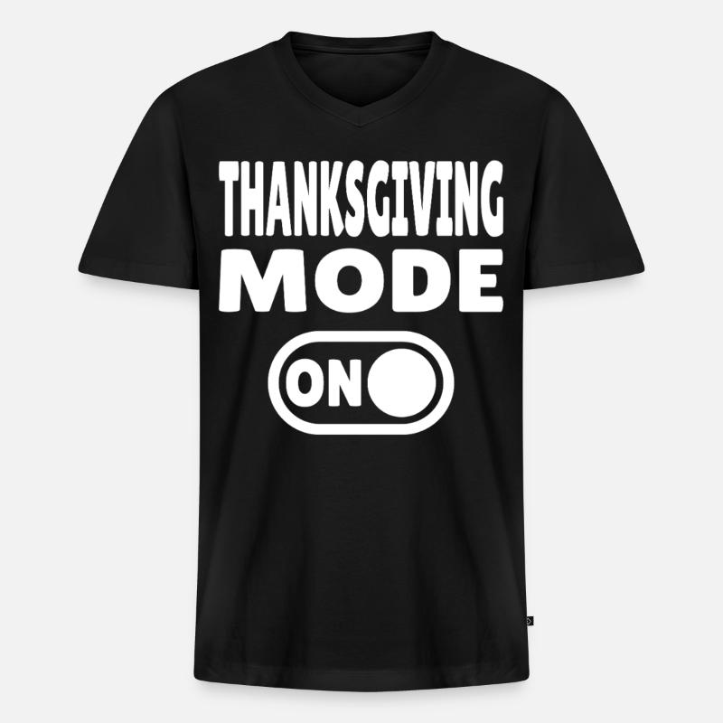 Thanksgiving Mode ON - Männer Premium Bio T-Shirt mit V-Ausschnitt - Schwarz