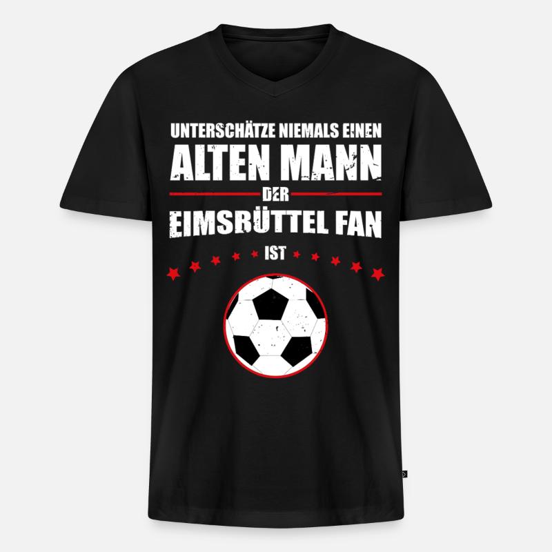 Alter Mann - Eimsbüttel Fußball Fan | Retro - Männer Premium Bio T-Shirt mit V-Ausschnitt - Schwarz