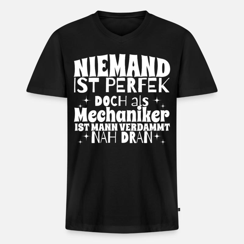 Mechaniker Handwerker Geschenk - Männer Premium Bio T-Shirt mit V-Ausschnitt - Schwarz