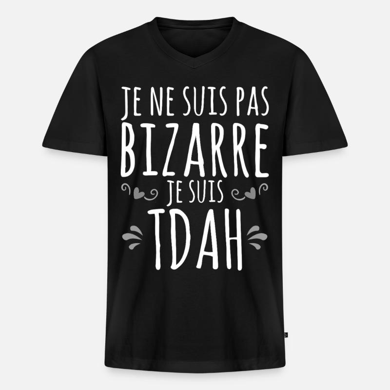 Ich bin ADHS - Hyperaktiv Impulsive Hyperaktivität - Männer Premium Bio T-Shirt mit V-Ausschnitt - Schwarz