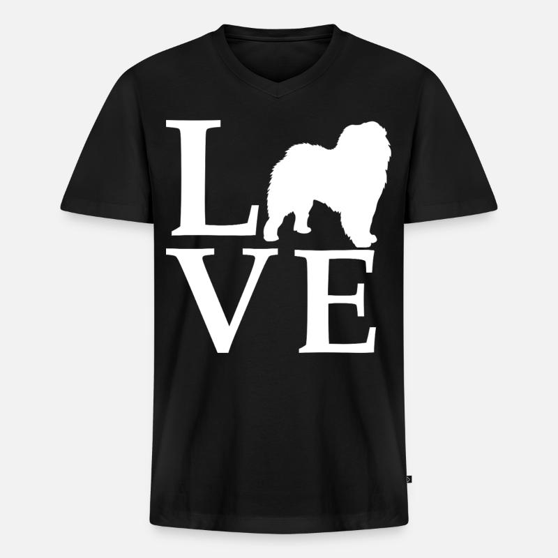 Chow Chow - Männer Premium Bio T-Shirt mit V-Ausschnitt - Schwarz