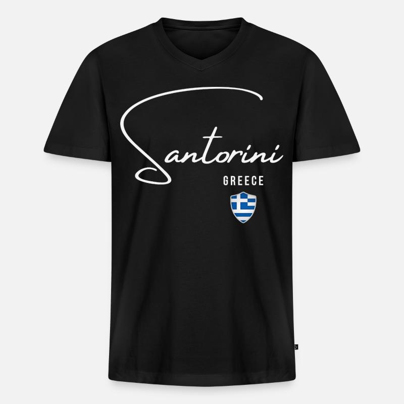 Elegantes Design Santorini, Santorini-Souvenir - Männer Premium Bio T-Shirt mit V-Ausschnitt - Schwarz