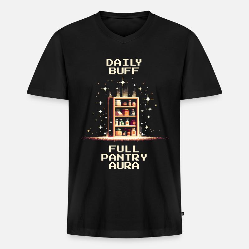Volle Vorratskammer | Pixel Art - Männer Premium Bio T-Shirt mit V-Ausschnitt - Schwarz