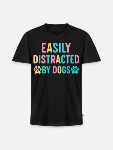 Leicht ablenkbar durch Hunde - Männer Premium Bio T-Shirt mit V-Ausschnitt - Schwarz